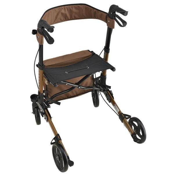 Ausili per la deambulazione: Aluminium Rollator klappbar Sitzfläche Einkaufstasche Braun – Nuovo e nell'imballaggio originale da Kreuzlingen venduto da DealBlitz 2