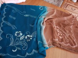 7 m sur 120 cm crêpe broderie avec paillettes