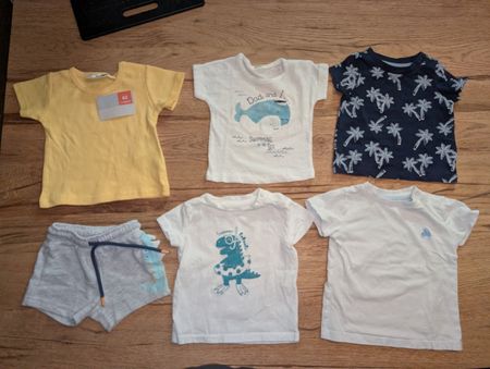 5 süsse Baby Shirts und 1 Shorts Gr. 62 Sommer Set