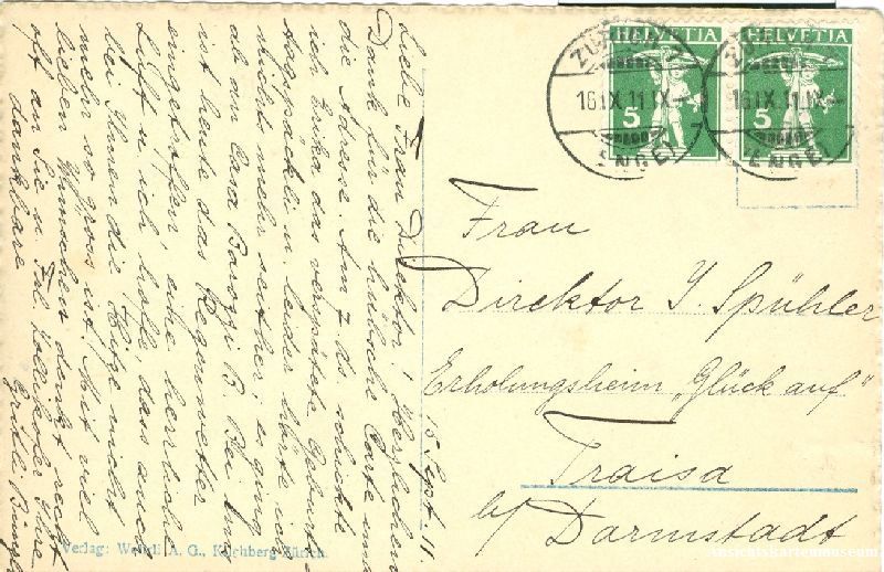 Ansichtskarten: Zürich - Gottfried Keller Haus + 1911 – Gebraucht aus Emmenbrücke von teestube 1
