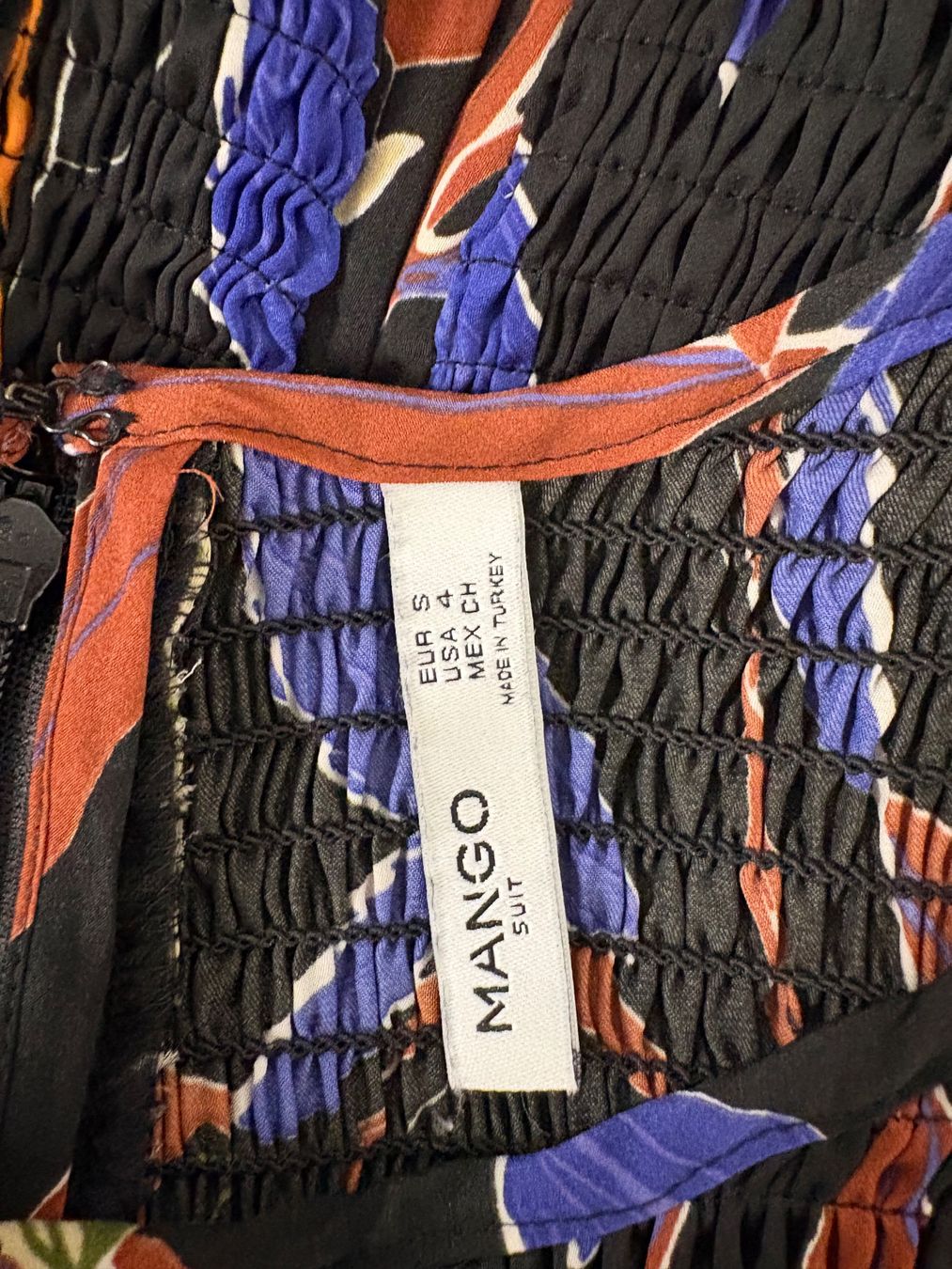 Mango Vestiti: Mango gemustertes Kleid S schwarz blau langarm Viskose – Nuovo (secondo la descrizione) da Regensdorf venduto da secondchancefashion 4