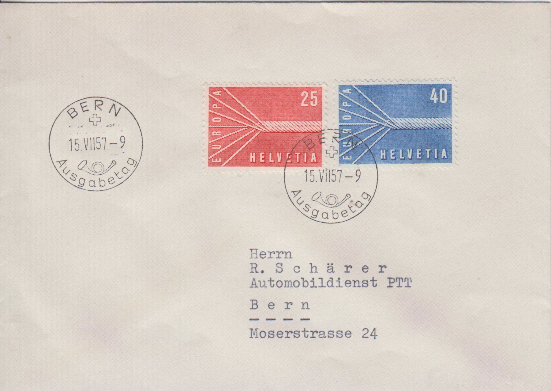 Tutti i francobolli: FDC EUROPA 1957 – Usato da Eschlikon TG venduto da PhilCon