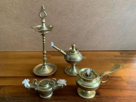 4 sehr schöne alte Öllampen aus alter Sammlung