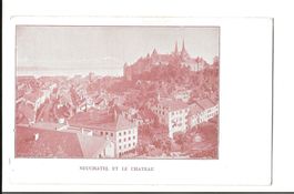 AK ca.1920 Neuchâtel mit Schloss, spezielle Farbe von Foto