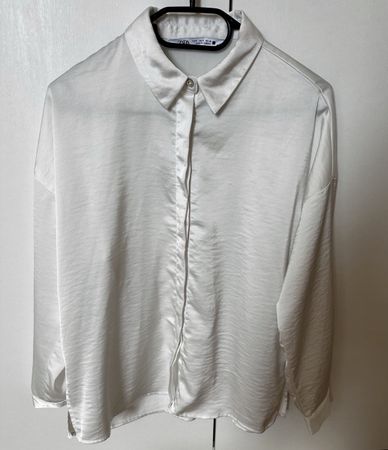 Damen Bluse Zara Weiss Grösse S Satinbluse