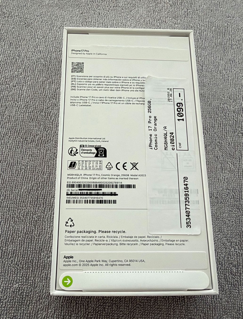 Apple Handys / Smartphones: Apple iPhone 17 Pro 256 GB, Comic orange, Case. noch neu – Neu (gemäss Beschreibung) aus Affoltern am Albis von Sspiridon 1