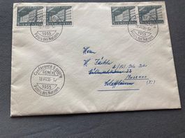 Brief von 1955, Palais des Nations, Genf, seltene Briefma...
