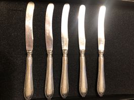 5er Set Silber-Messer 925 Sterling Jugendstil