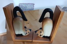 Buchstützen Katze aus Holz