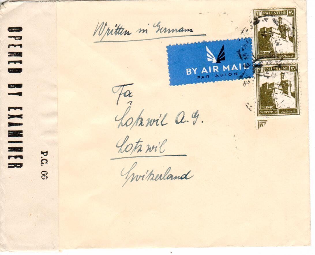 Tous les timbres: Zensurbrief Palestine - Jerusalem – D'occasion à Wolhusen par Curver9