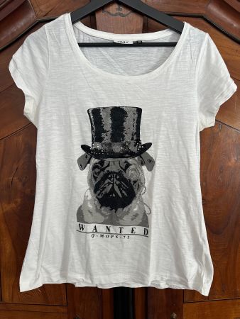 Only T-Shirt mit Mops Motiv, Gr. M, Top Zustand!