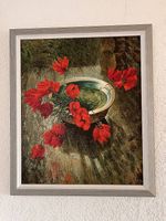 Ölgemälde mit Holzrahmen Mohnblumen