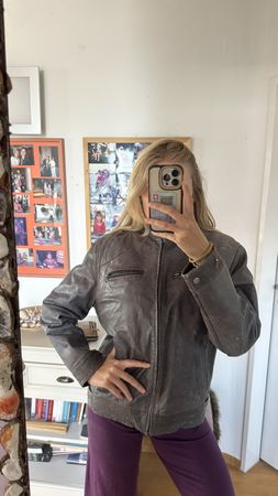 Lederjacke Grösse 48 grau guter Zustand