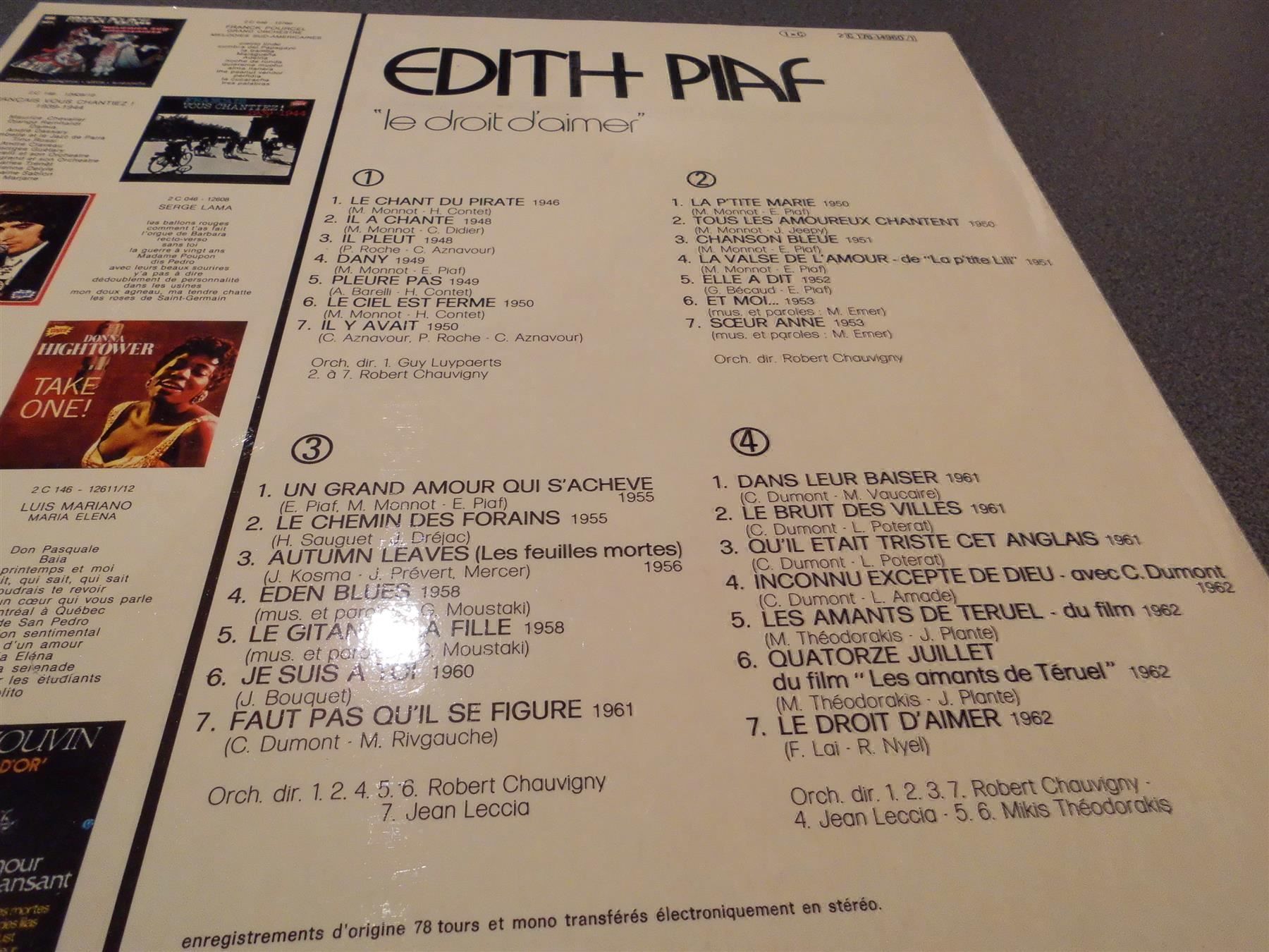Dischi in vinile: Schallplatte Edith Piaf, "Le droit d'aim – Usato da Zürich venduto da abraxas1291 1