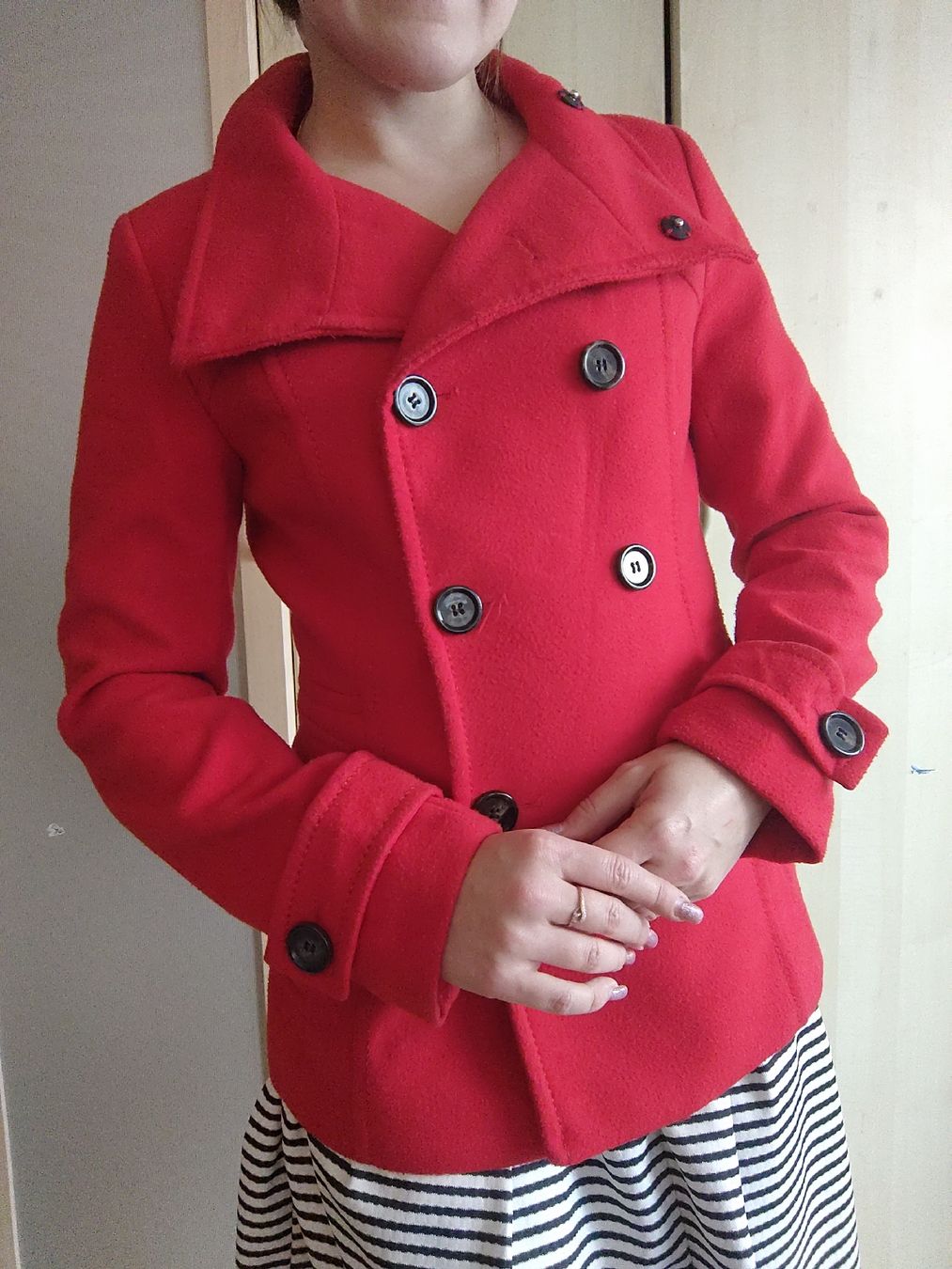 Mäntel: H&M Red Wool Blend Pea Coat, Size 34 Great Condition! – Gebraucht aus Mägenwil von VintageGirly 3