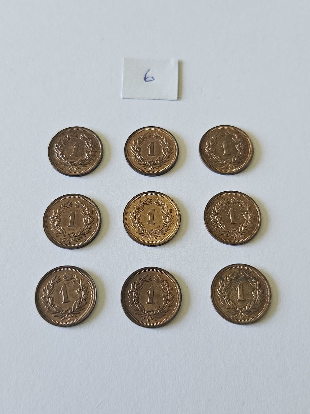 Tutti le monete: 1 Rappen 1937, 9 stk. – Usato da Pfäffikon ZH venduto da Melibol 2