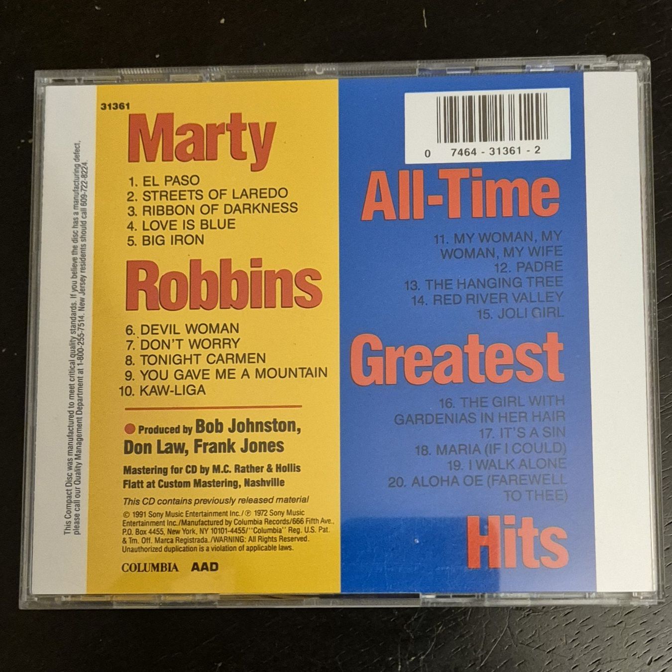 CD: Marty Robbins / All-Time Greatest Hits – Usato da Chur venduto da dluli 1