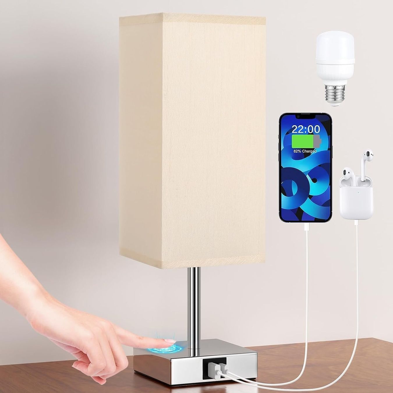 Lampade: Nachttischlampe Touch Dimmbar mit USB A+C – Nuovo e nell'imballaggio originale da Nuglar venduto da SaleRitter 1