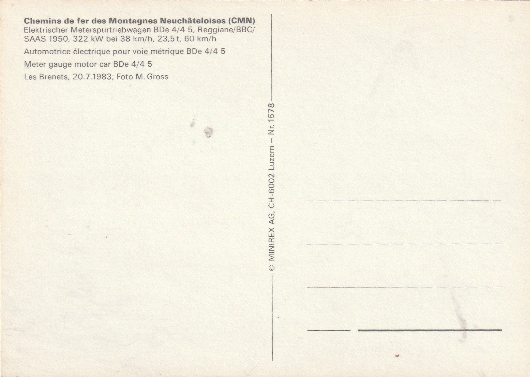 Ansichtskarten: SBB Look um 1984 – Gebraucht aus Lumbrein von made02 1