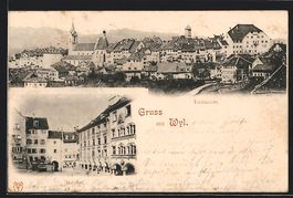 AK Wil, Totalansicht, Hofplatz, 1899