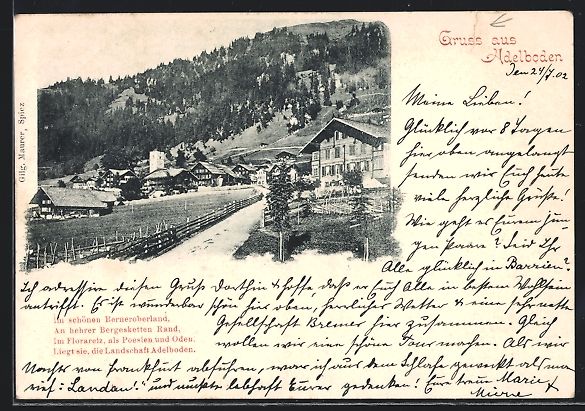 Ansichtskarten: AK Adelboden, Blick in den Ort, 1902 – Gebraucht aus Berlin von bartko-reher
