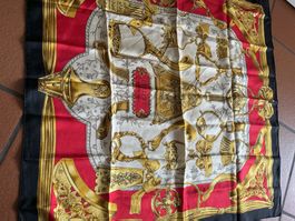 Seidentuch Hermès Etriers rot gold schwarz