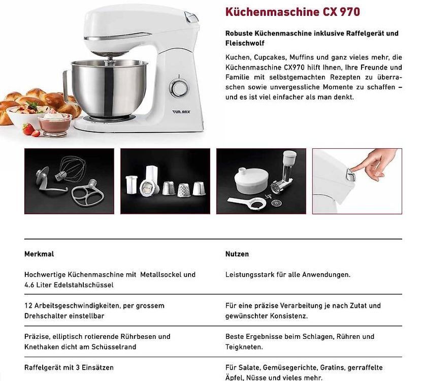 Turmix Appareils de cuisine: TURMIX Küchenmaschine – Neuf (Voir description) à Bättwil par Blonky 1