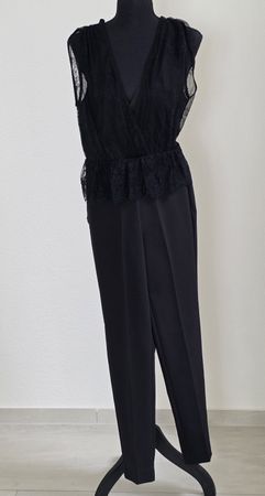 Jumpsuit Zara Basic schwarz mit Spitze Grösse XS