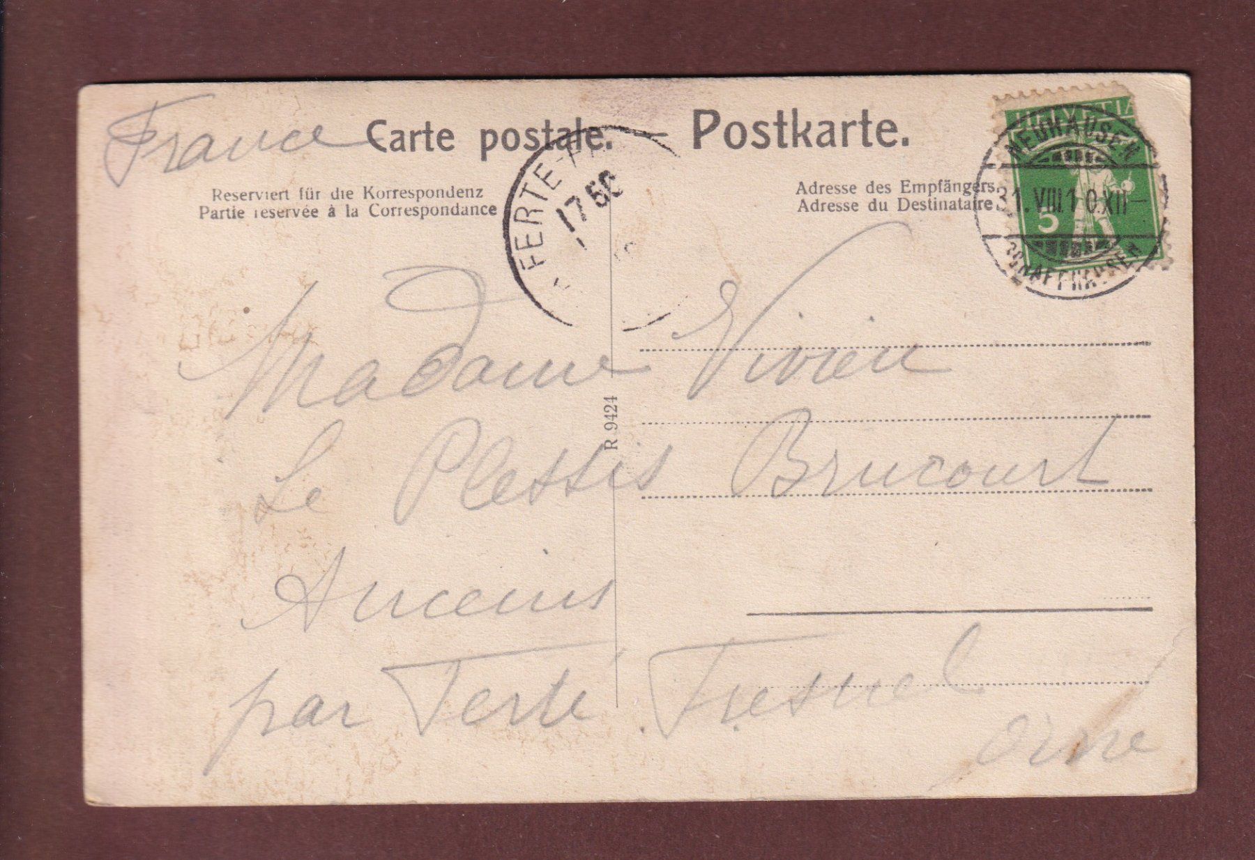 Cartoline postali: SCHAFFHAUSEN - Panorama - 1910 – Usato da Pully venduto da nicecards-shop 1