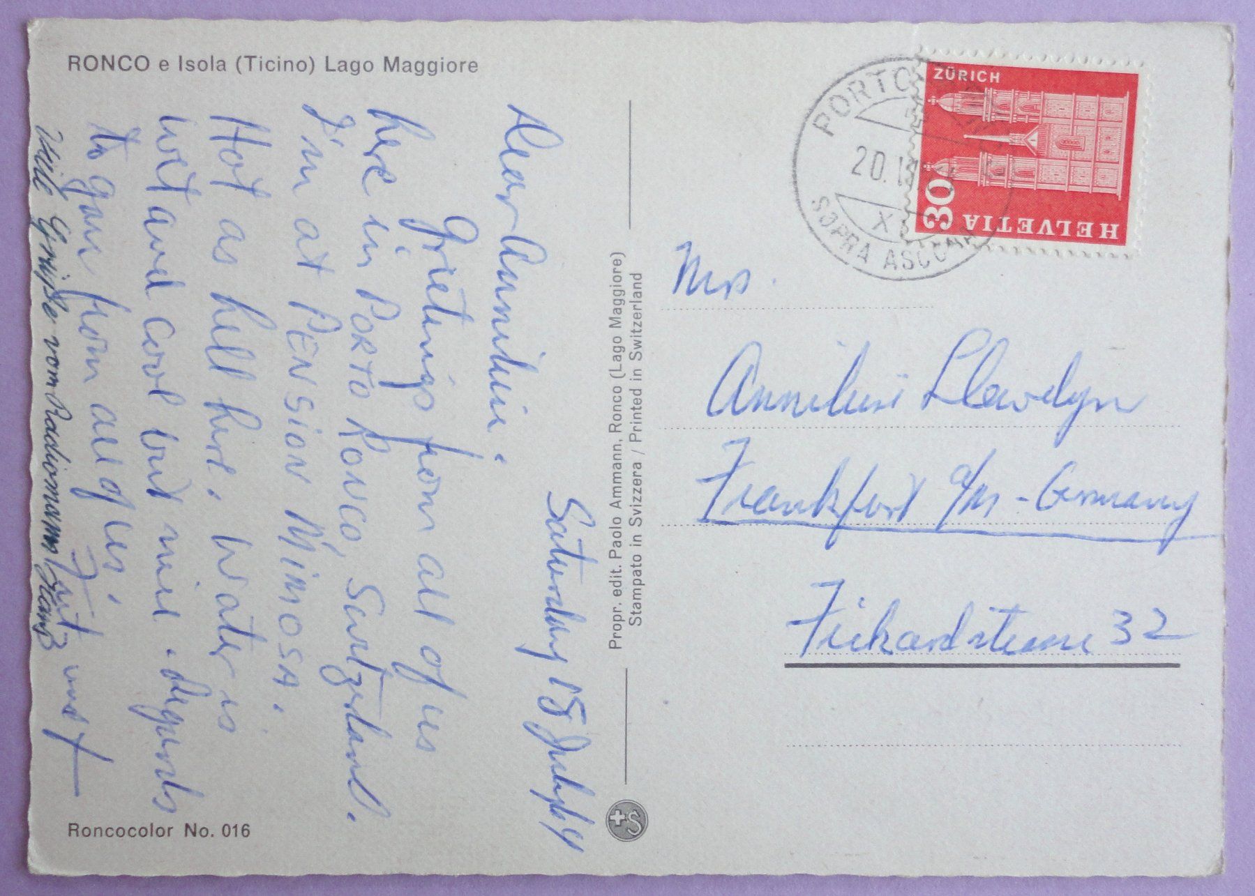 Cartes postales: Ronco e Isola, Lago Maggiore – D'occasion à Fétigny par Billy2miny 1