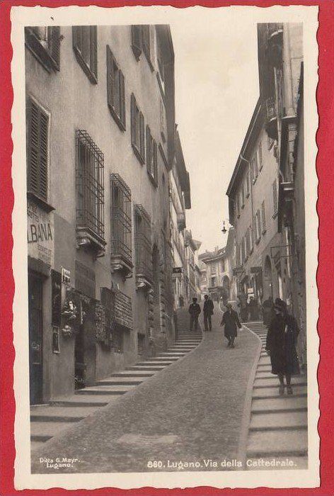 Cartoline postali: LUGANO, VIA DELLA CATTEDRALE – Usato da Grüningen venduto da Kartenlaube