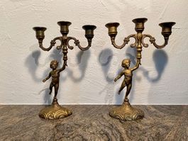 2 antike Kerzenständer aus Bronze