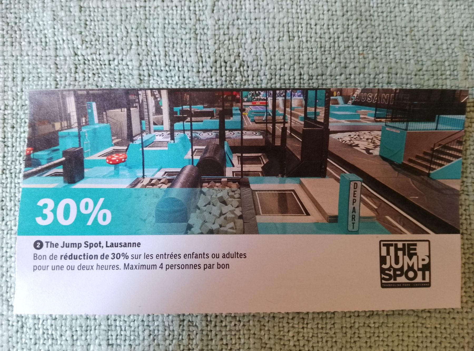 Buoni: Bon réduction 30% The Jump Spot Lausanne 31.8.2026 – Nuovo e nell'imballaggio originale da Dombresson venduto da sev_bsb8