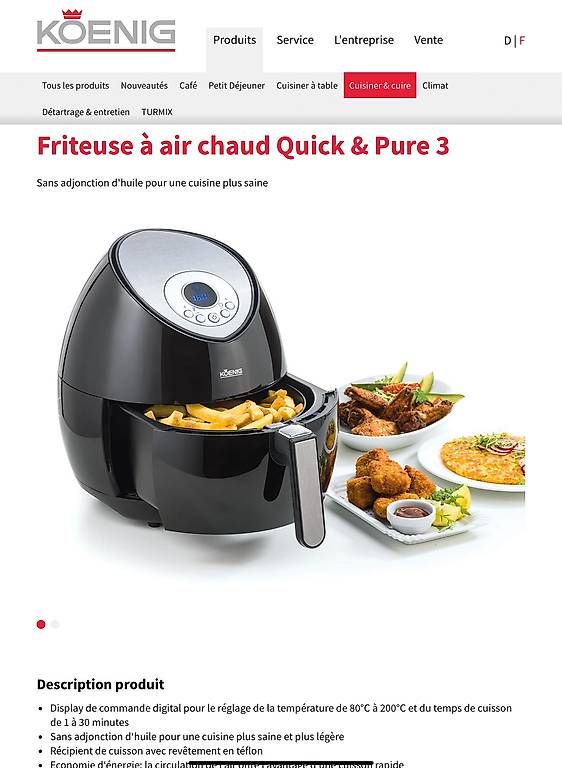 Elettrodomestici da cucina: Friteuse à air chaud Koenig – Usato da Mollens VS venduto da cha_wh9r