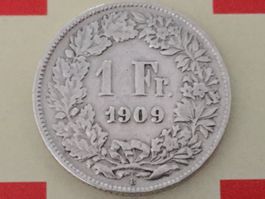 1 Franken 1909 ss+, nur 0,9 Mio!
