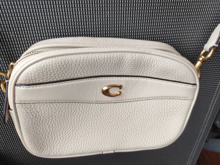 Sac bandoulière coach camera bag véritable en cuir blanc