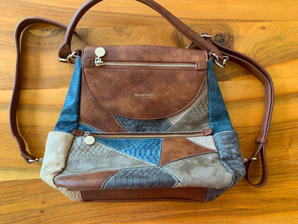 DESIGUAL Rucksack-Tasche mit Patches und Denim NEU (Neu (gemäss