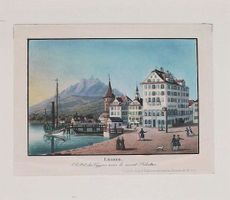 Luzern Pilatus altkolorierte Aquatinta von Dikenmann