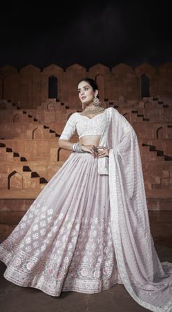 Lehenga lilac Georgette And Sequins Embroidered W