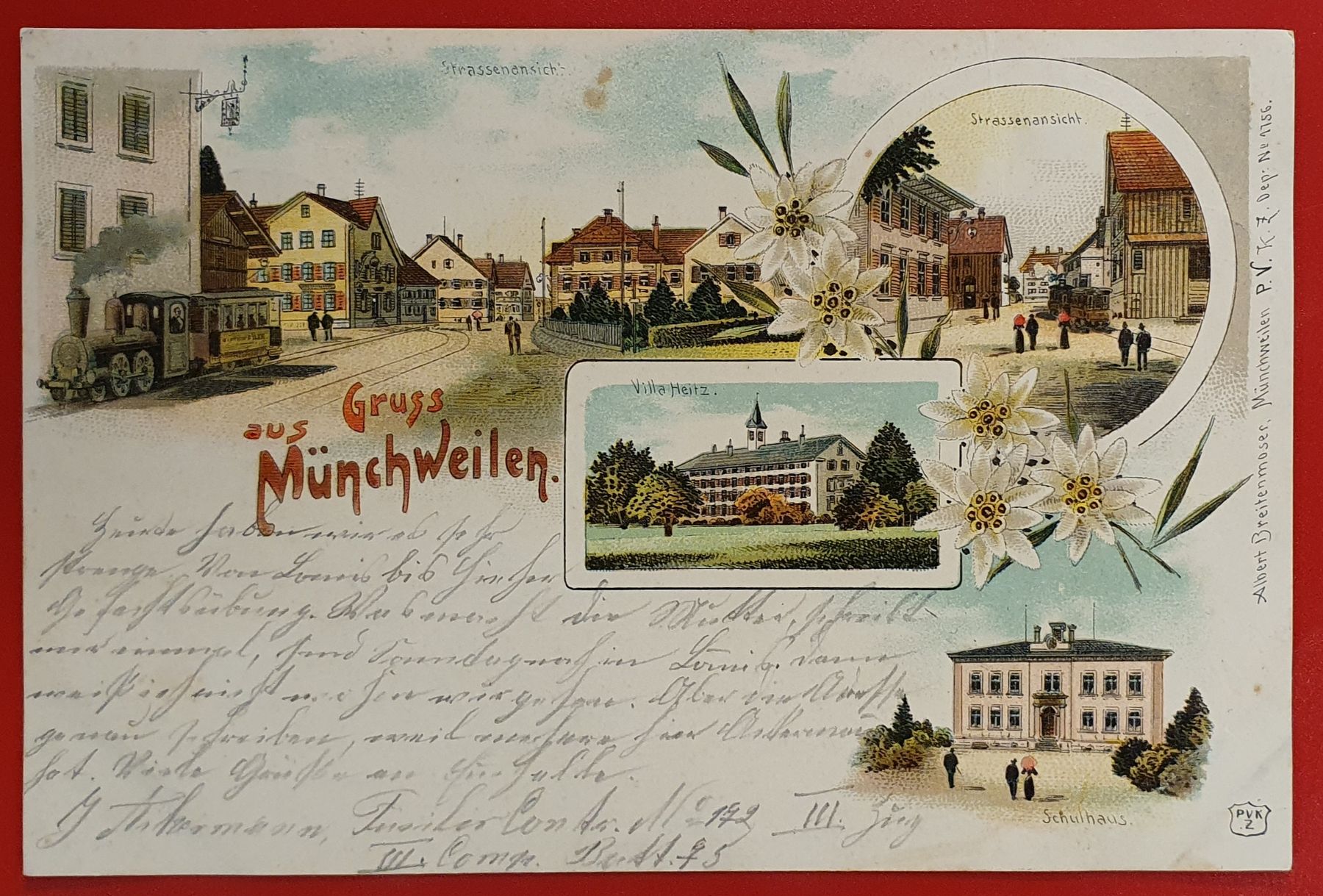 Cartoline postali: Gruss aus Münchwilen 1900 – Usato da Kreuzlingen venduto da Rschweiz1