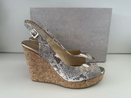 Jimmy Choo Sandalen, Keilabsatz, Schlangenmuster, Gr. 40 🐍