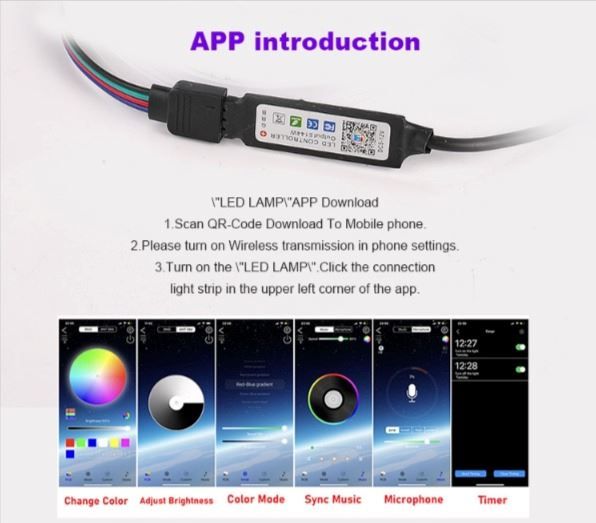 Ghirlande e barre luminose: 3m Bluetooth Bande Ruban Guirlande LED – Nuovo (secondo la descrizione) da Yverdon-les-Bains venduto da rogi80 4