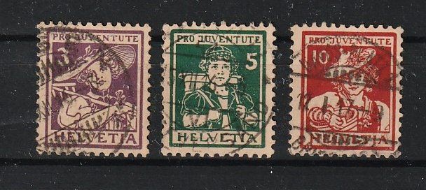 Tutti i francobolli: 1916 Pro Juventute, Nr.4-6, gest. – Usato da Jegenstorf venduto da Wintersport