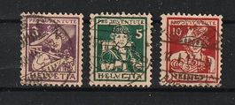 1916 Pro Juventute, Nr.4-6, gest.