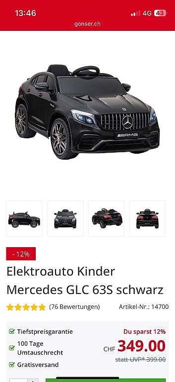 Veicoli per bambini: Kinderauto Mercedes GLC – Usato da Boniswil venduto da loctite01
