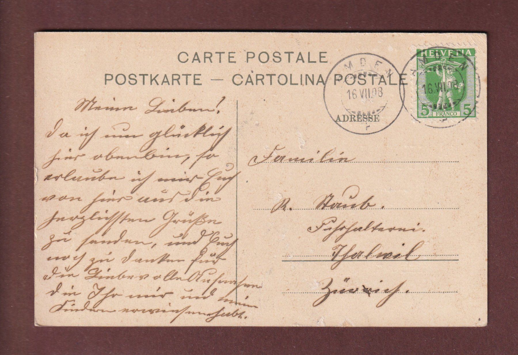 Cartes postales: POSTSTRASSE von Weesen nach Amden - 1908 – D'occasion à Pully par nicecards-shop 1