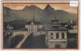 Goldau mit den Mythen - Bahnhof - Litho