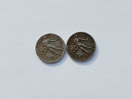 Königreich Italien Münzen 20 centesimi 1909,1914