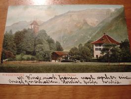 Ringgenberg, Kirche + Pfarrhaus, 1905, farbig, o Meiringen