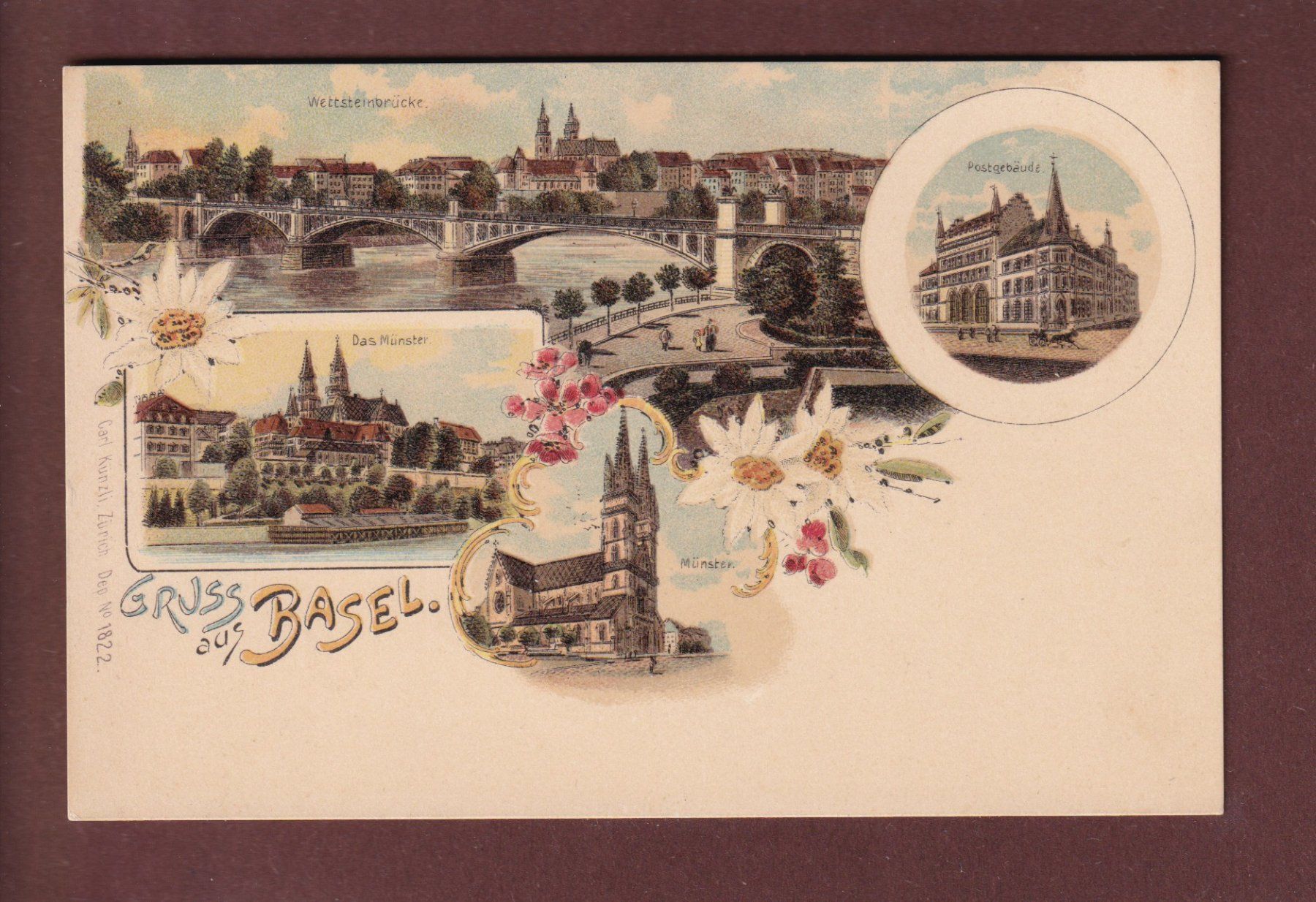 Cartoline postali: Gruss aus BASEL - Litho Künzli – Usato da Pully venduto da nicecards